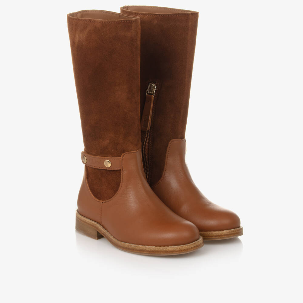 Chloé-Girls Tan Leather Ankle Boots | Childrensalon Outlet