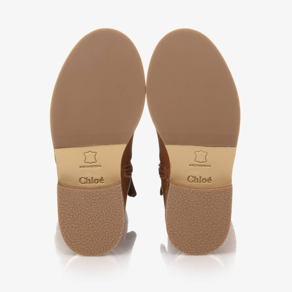 Chloé-Girls Tan Leather Ankle Boots | Childrensalon Outlet