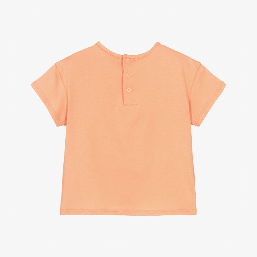 Chloé-Girls Terracotta Orange Cotton T-Shirt with Signature Logo | Childrensalon Outlet
