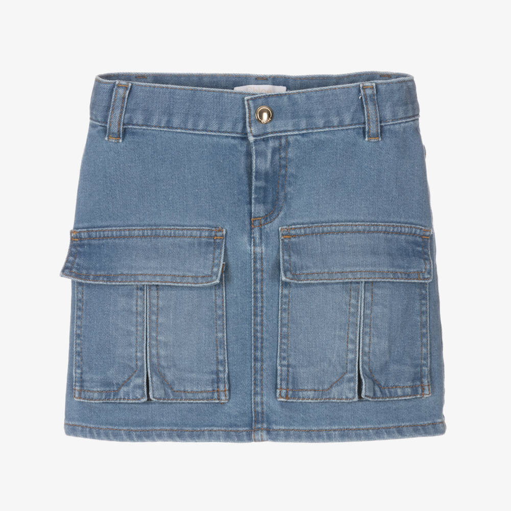 Chloé-تنورة جينز زرقاء عصرية للبنات | Childrensalon Outlet