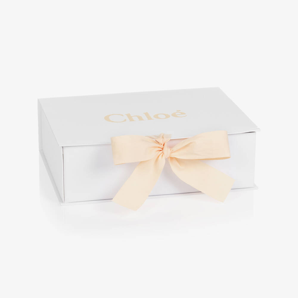 Chloé-Girls White Cotton Babygrow & Bib Set | Childrensalon Outlet