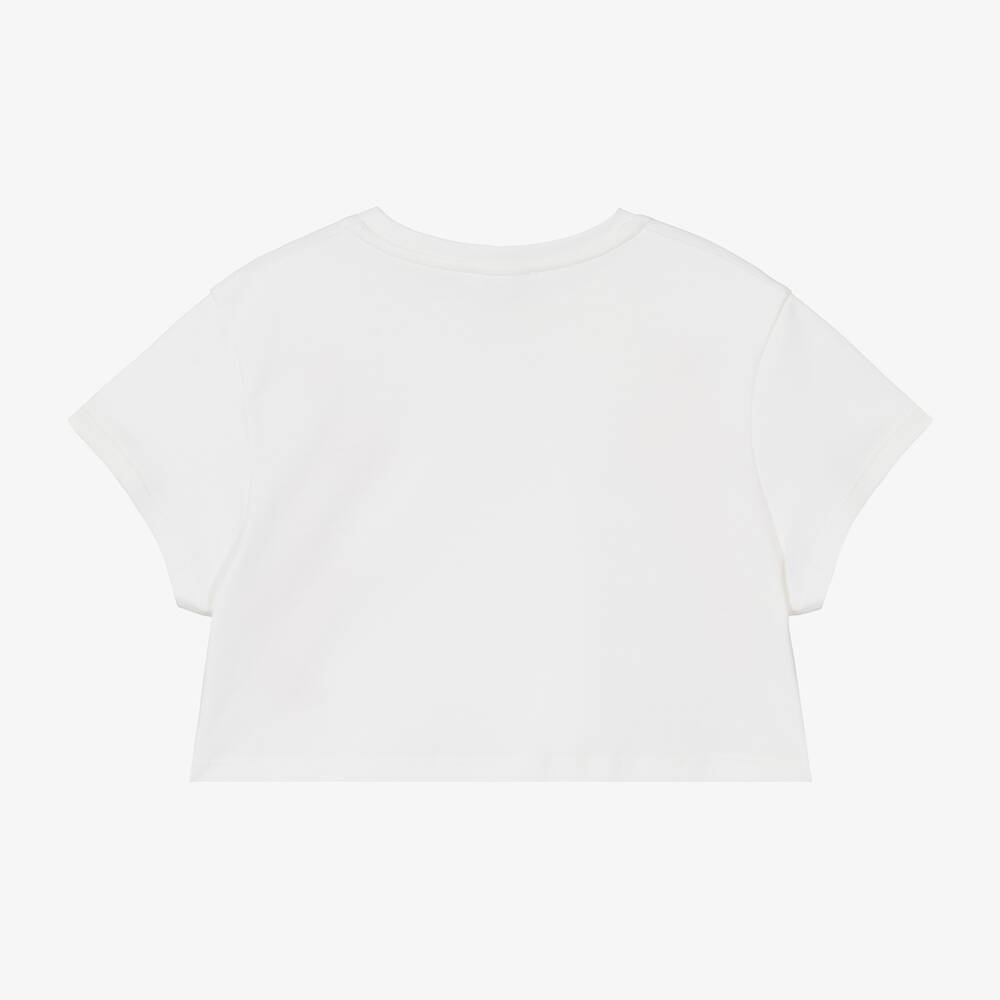 Chloé-Girls White Cotton Floral T-Shirt | Childrensalon Outlet