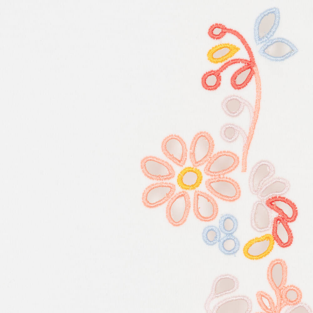 Chloé-Girls White Cotton Floral T-Shirt | Childrensalon Outlet