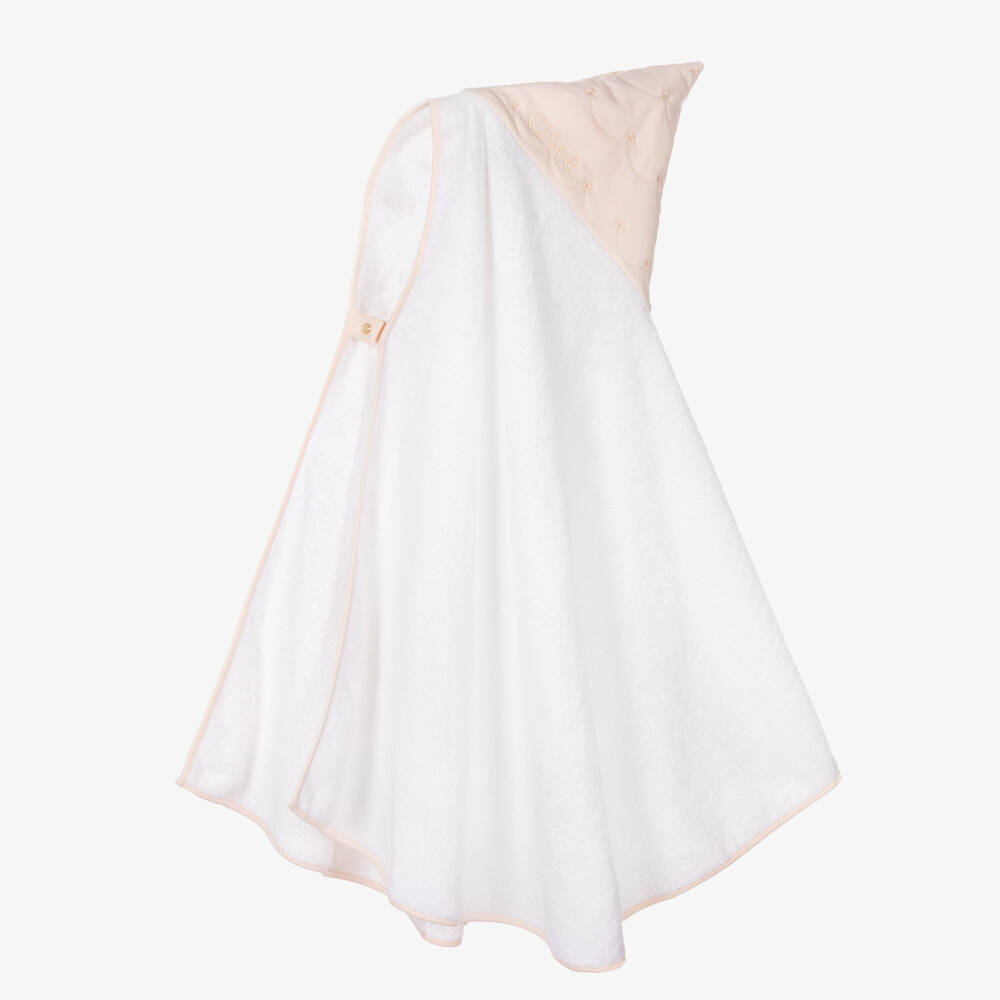 Chloé - Girls White Cotton Hooded Towel | Childrensalon