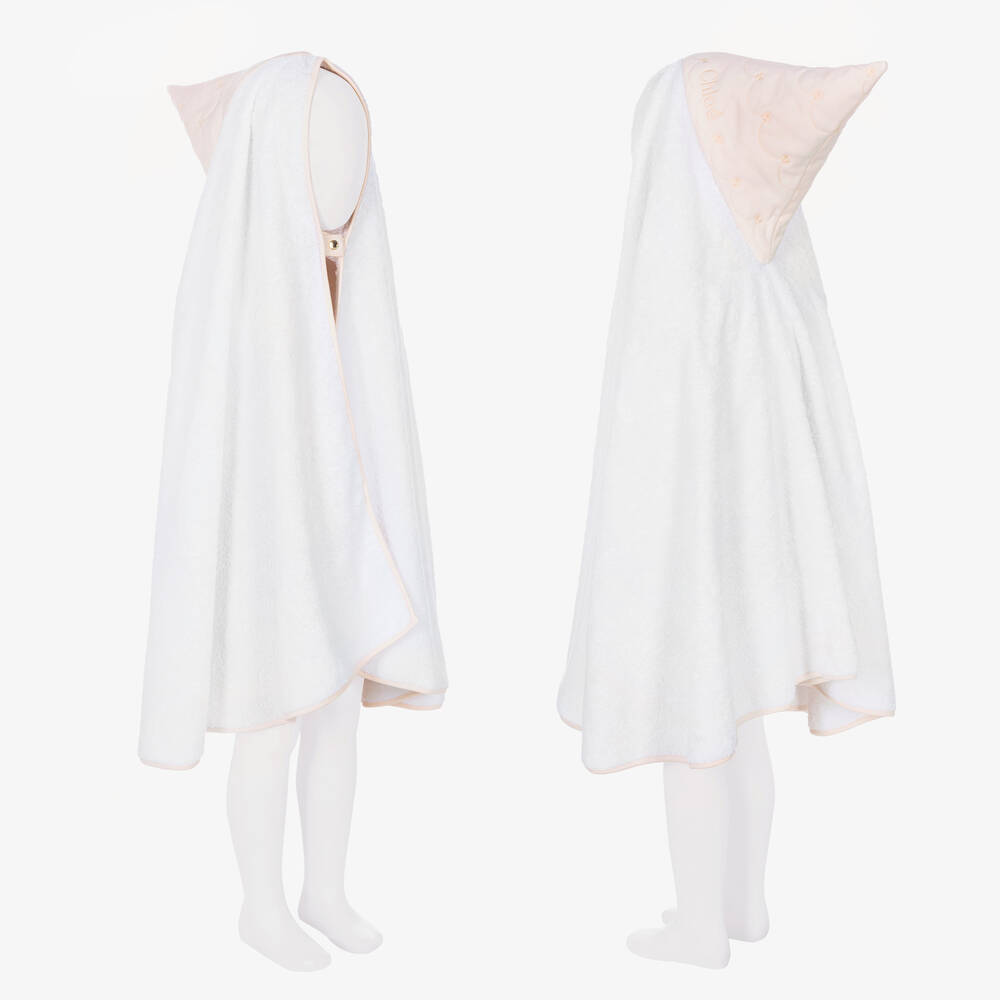 كلوي-منشفة هودي قطن لون أبيض للبنات | Childrensalon Outlet
