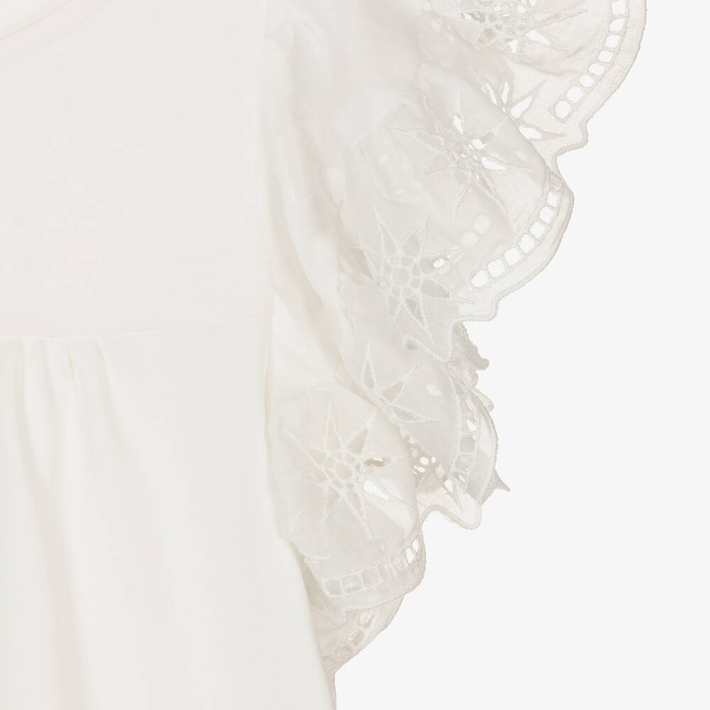 Chloé - Girls White Cotton Jersey Dress | Childrensalon Outlet