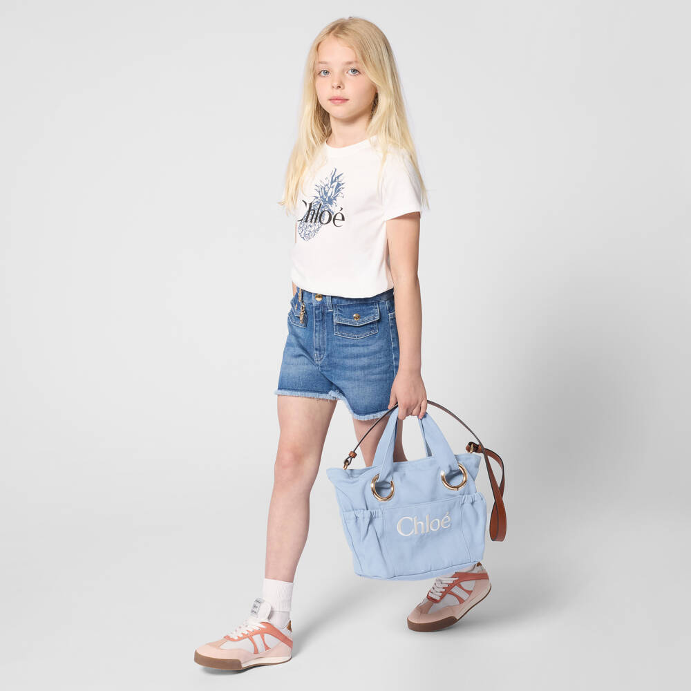 Chloé-Girls White Cotton Pineapple Logo T-Shirt | Childrensalon Outlet