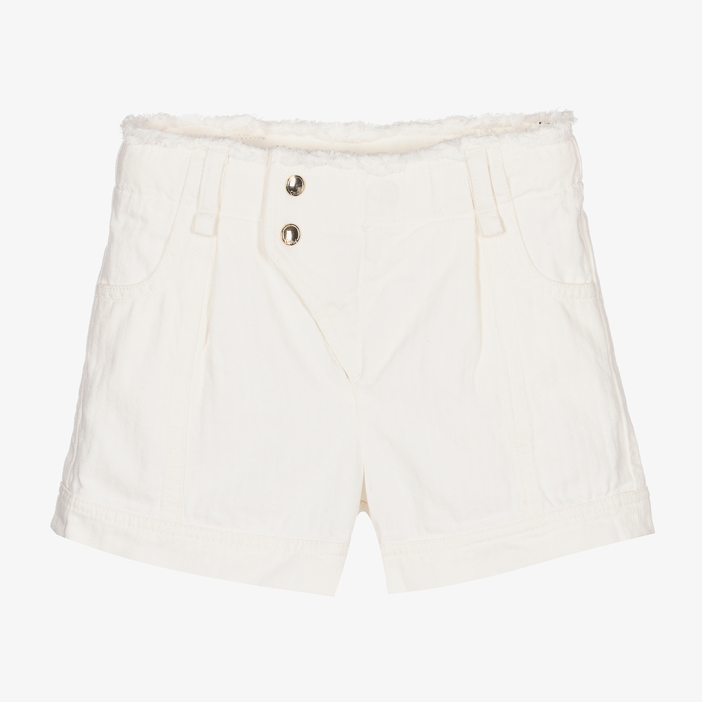 Chloé - Girls White Cotton Shorts | Childrensalon