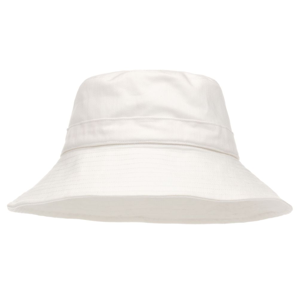 Chloé - Girls White Cotton Sun Hat | Childrensalon
