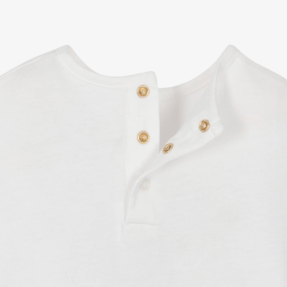 Chloé-Girls White Cotton T-Shirt with Signature Logo | Childrensalon Outlet
