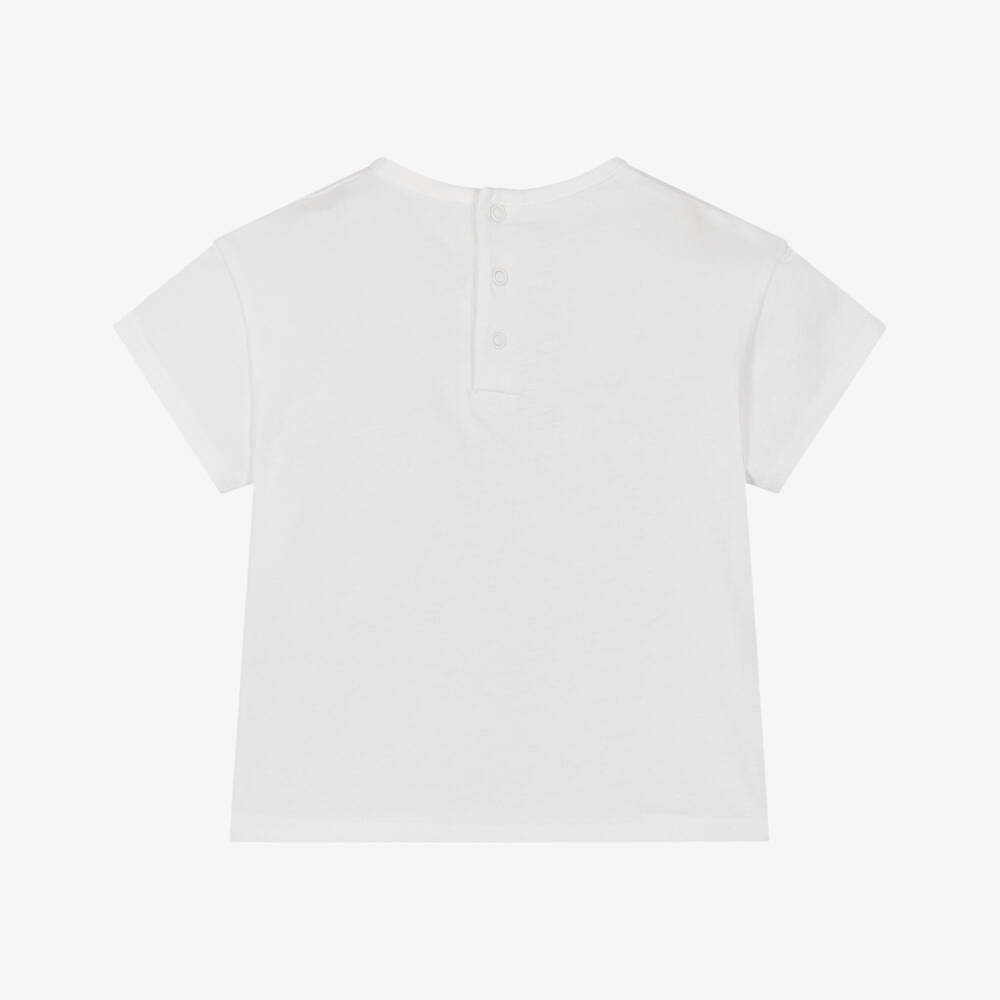 Chloé-Girls White Cotton T-Shirt with Signature Logo | Childrensalon Outlet