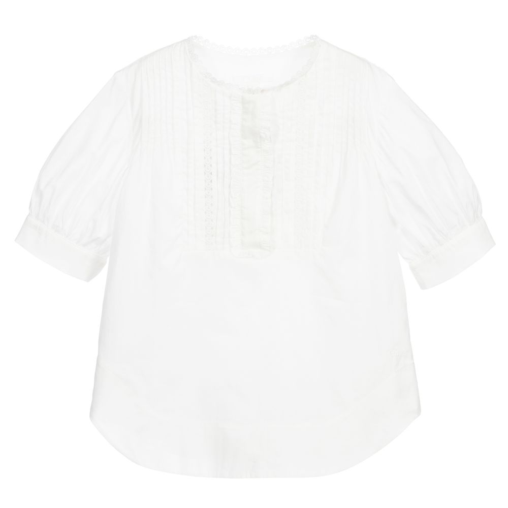 Chloé - Girls White Embroidered Blouse | Childrensalon