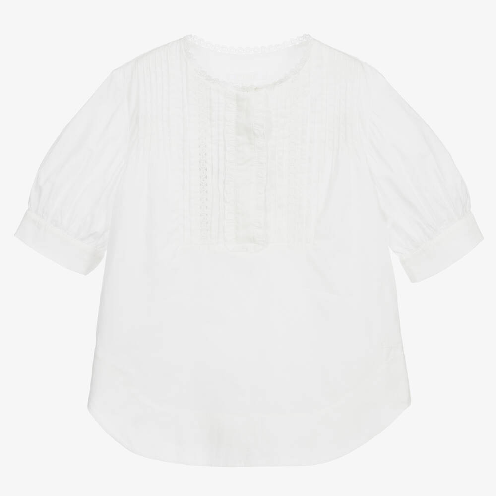 Chloé-Girls White Embroidered Blouse | Childrensalon Outlet