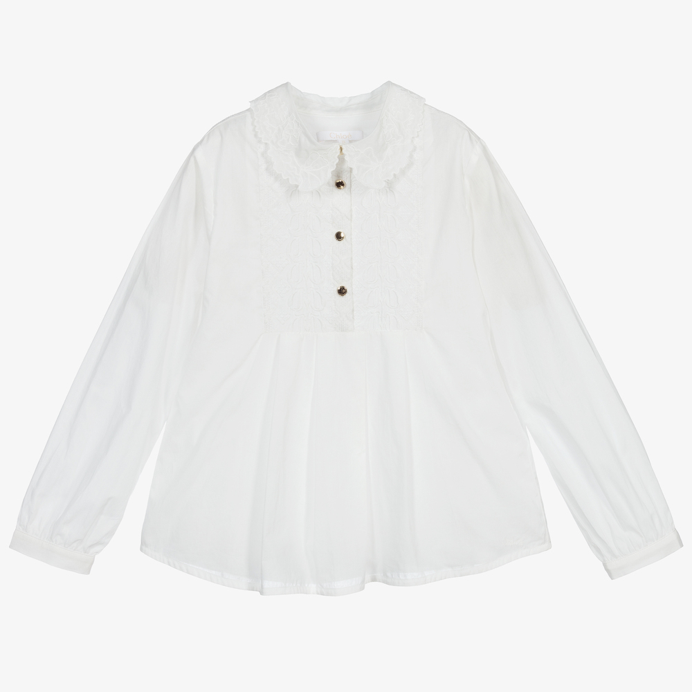 Chloé - Blouse blanche brodée Fille | Childrensalon