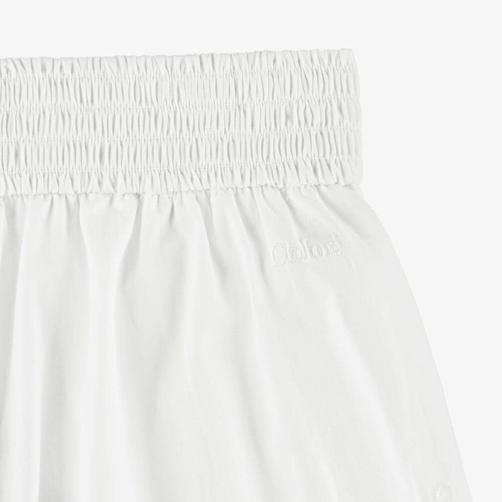 Chloé-Girls White Embroidered Cotton Shorts | Childrensalon Outlet