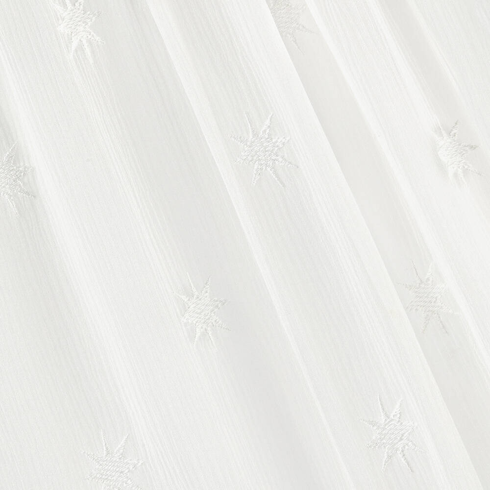 Chloé-فستان بطبعة نجوم حرير كريب مطرز لون أبيض | Childrensalon Outlet