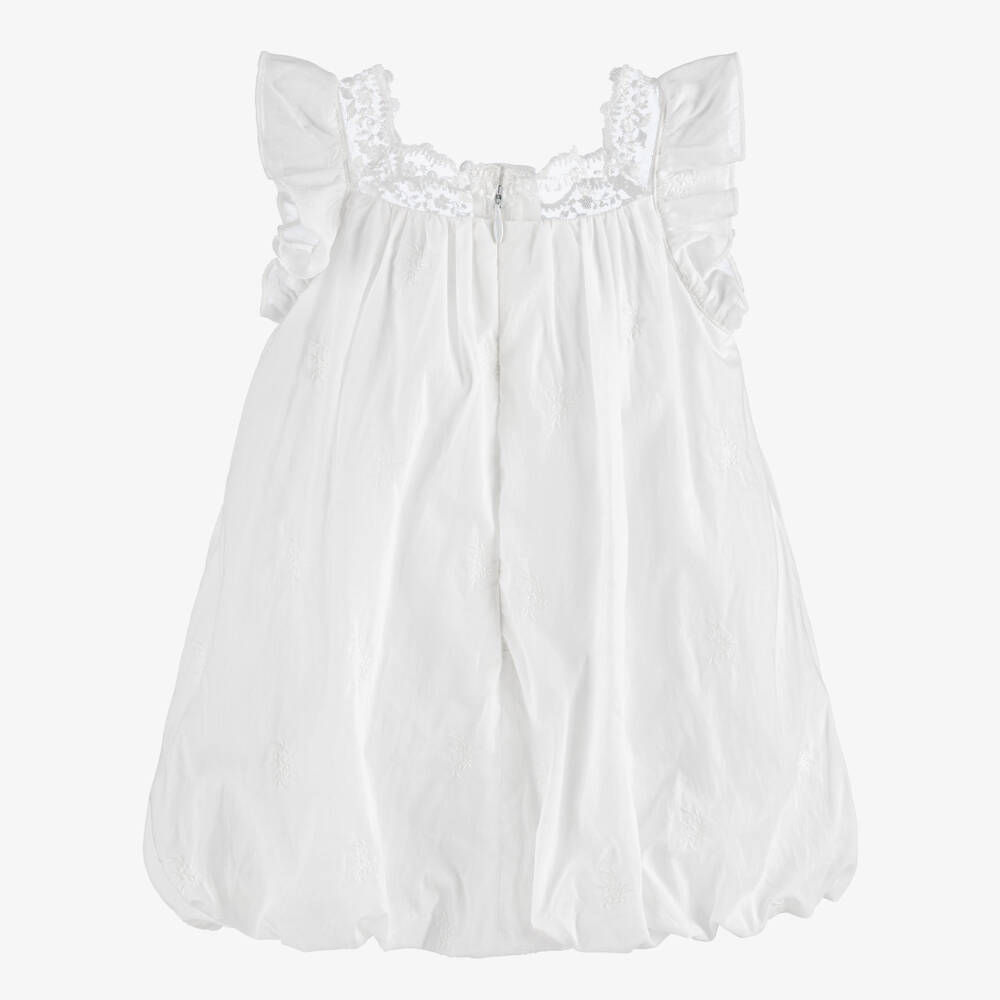 Chloé-Girls White Floral Embroidered Cotton Dress | Childrensalon Outlet