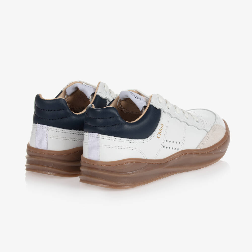 Chloé-Girls White Leather Trainers | Childrensalon Outlet
