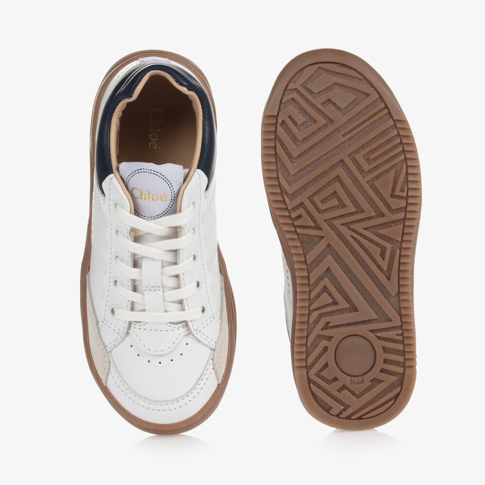 Chloé-Girls White Leather Trainers | Childrensalon Outlet
