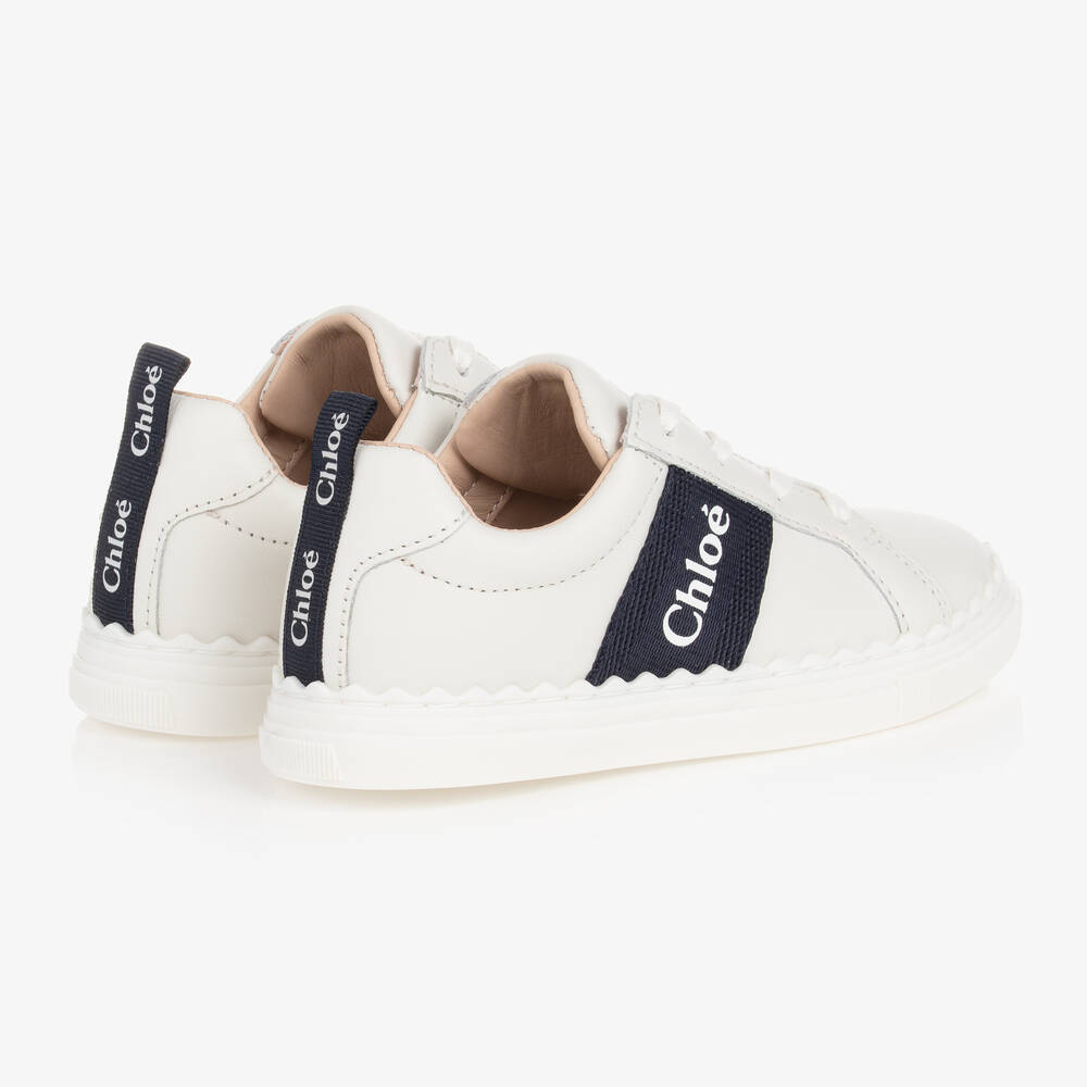 Chloé-Girls White Leather Trainers | Childrensalon Outlet