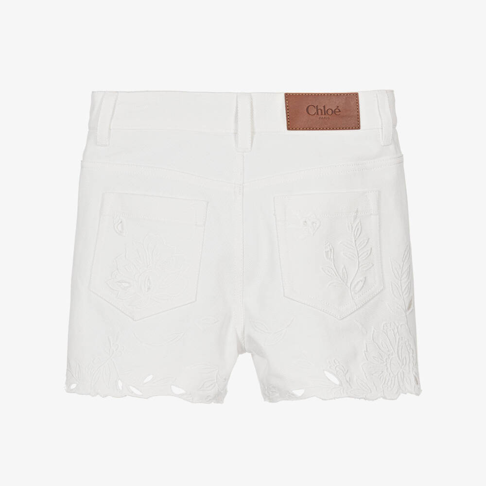 Chloé-Белые вышитые шорты для девочек | Childrensalon Outlet