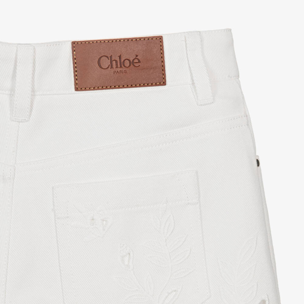 Chloé-Белые вышитые шорты для девочек | Childrensalon Outlet