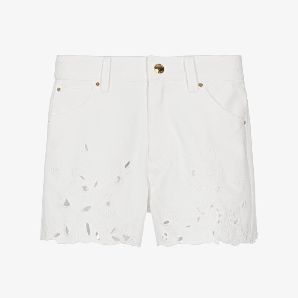 Chloé-Белые вышитые шорты для девочек | Childrensalon Outlet