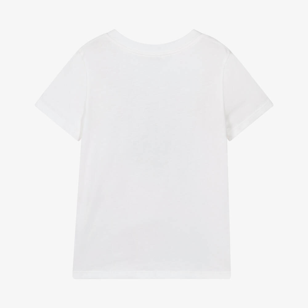 Chloé-Girls White & Pink Cotton Palm Tree T-Shirt | Childrensalon Outlet