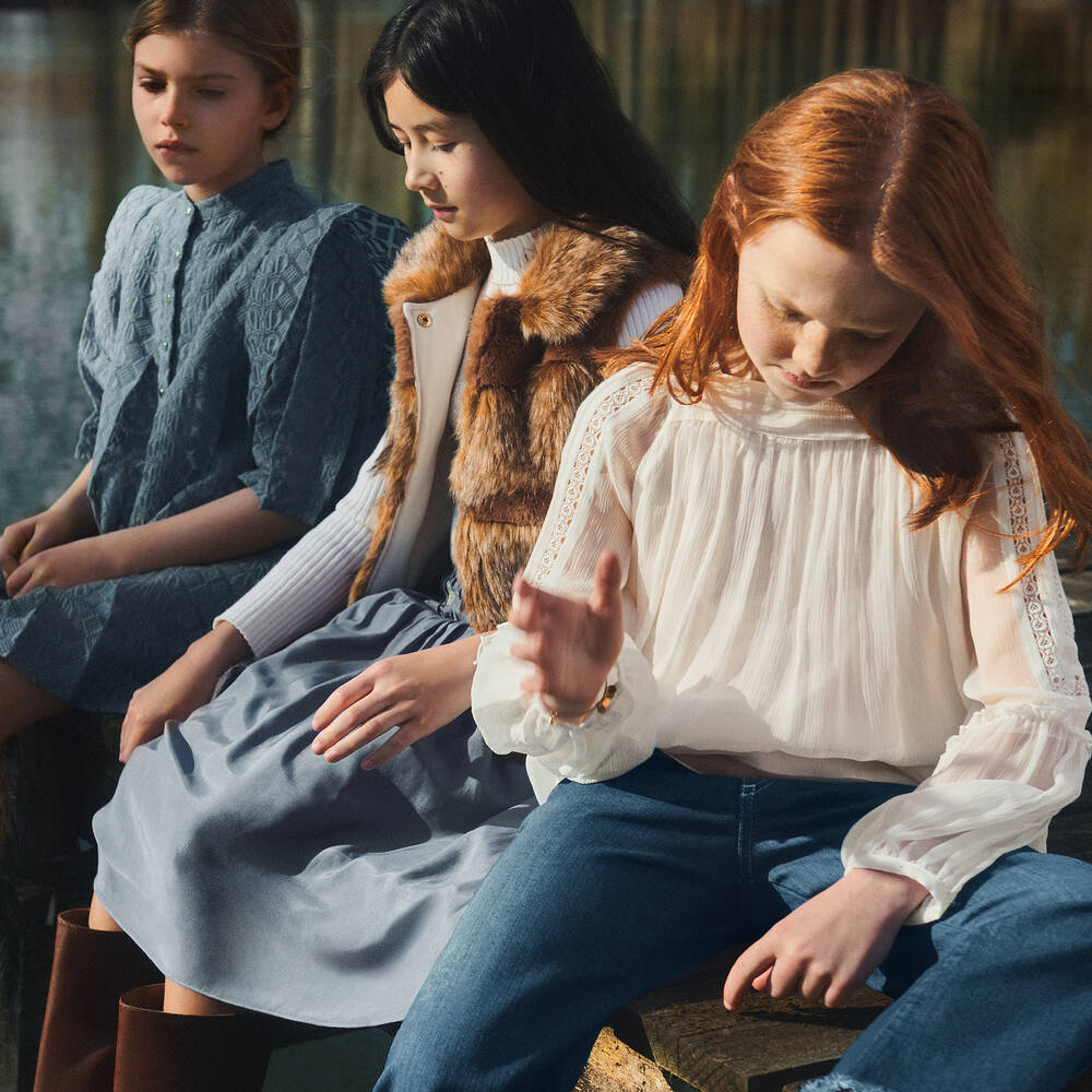 Chloé-Girls White Silk Crêpe Blouse | Childrensalon Outlet