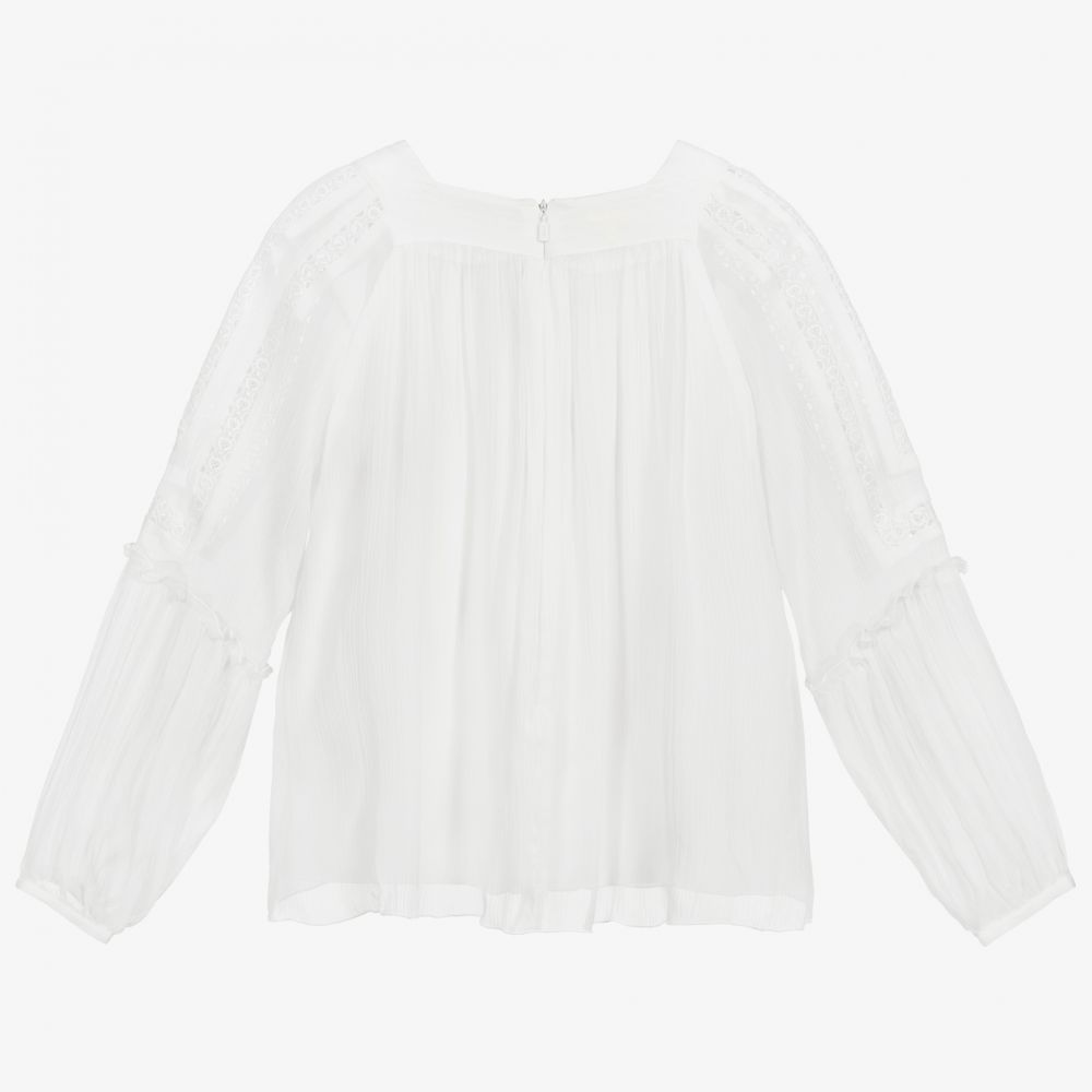 Chloé-Girls White Silk Crêpe Blouse | Childrensalon Outlet