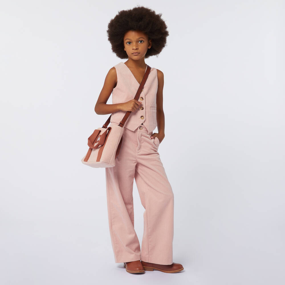Chloé-Girls Wide-Leg Pink Corduroy Trousers | Childrensalon Outlet