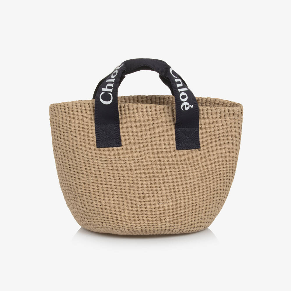 Chloé-Girls Woven Beige Tote (23cm) | Childrensalon Outlet
