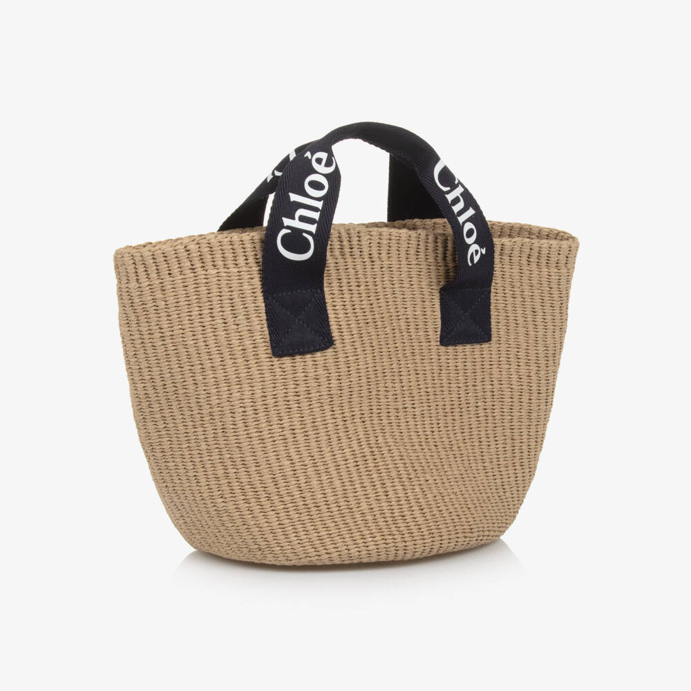 Chloé-Girls Woven Beige Tote (23cm) | Childrensalon Outlet