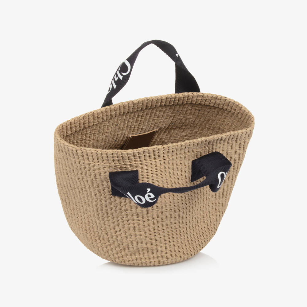 Chloé-Girls Woven Beige Tote (23cm) | Childrensalon Outlet