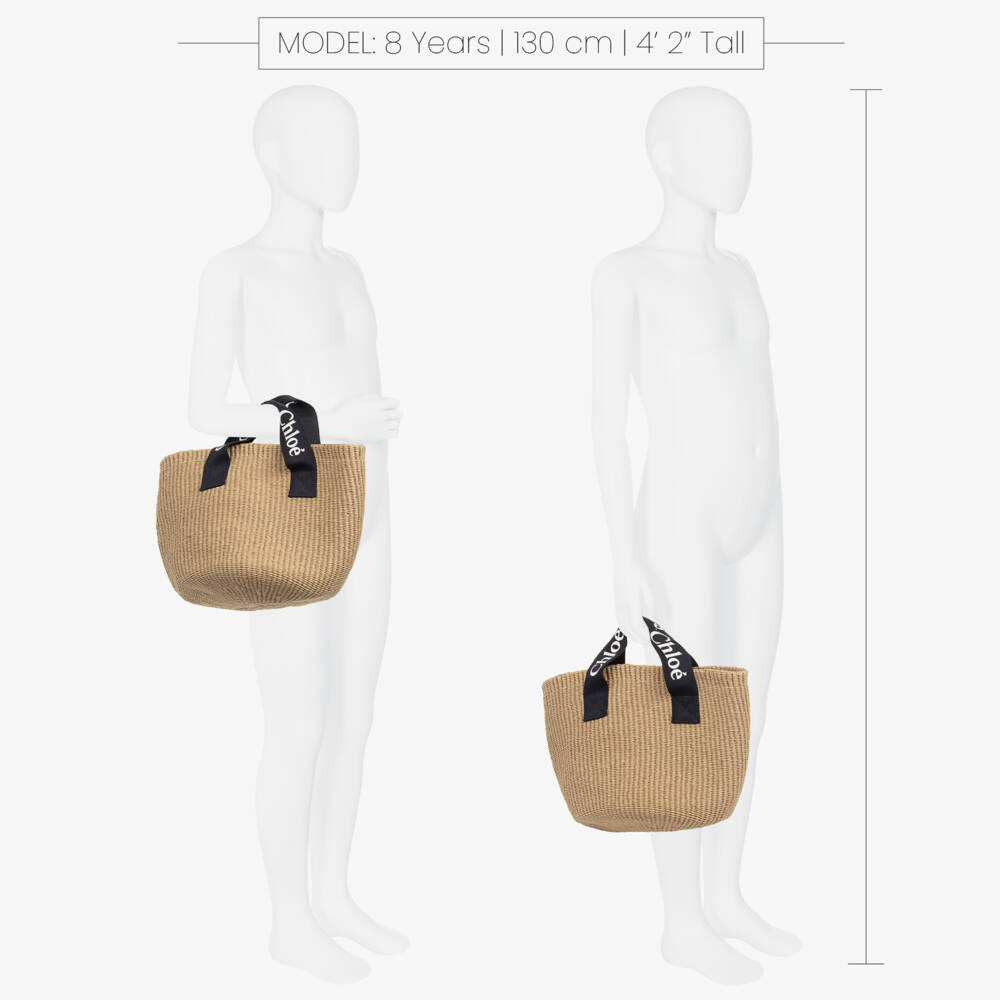 Chloé-Girls Woven Beige Tote (23cm) | Childrensalon Outlet
