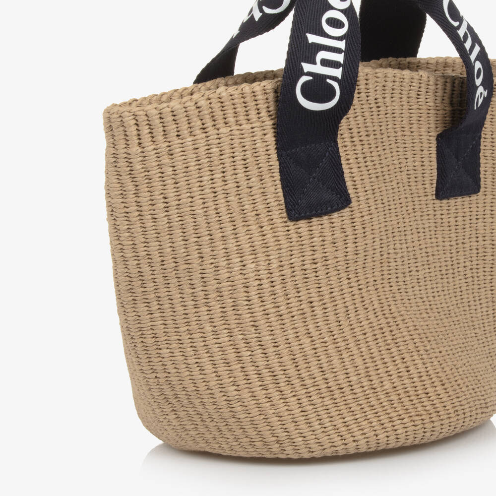 Chloé-Girls Woven Beige Tote (23cm) | Childrensalon Outlet