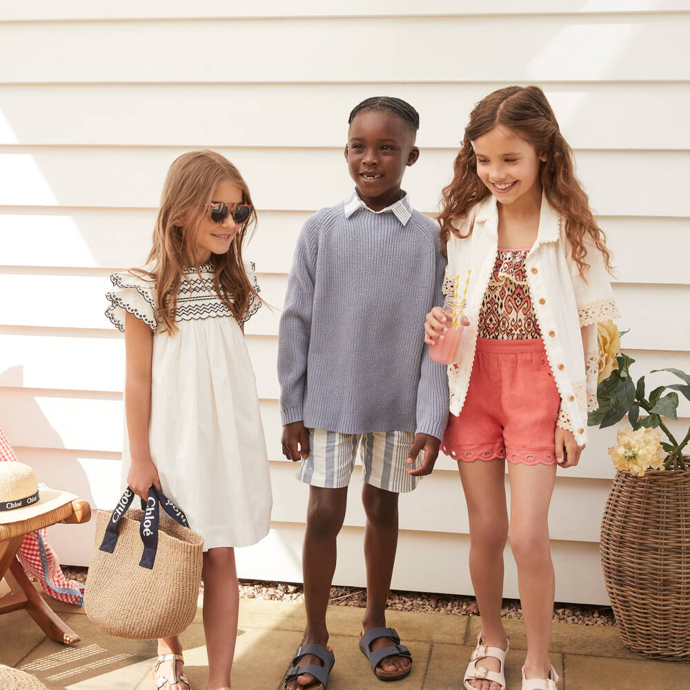 Chloé-Girls Woven Beige Tote (23cm) | Childrensalon Outlet