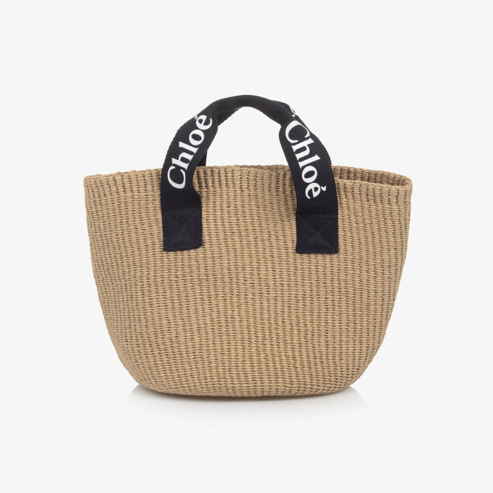 Chloé-Girls Woven Beige Tote (23cm) | Childrensalon Outlet