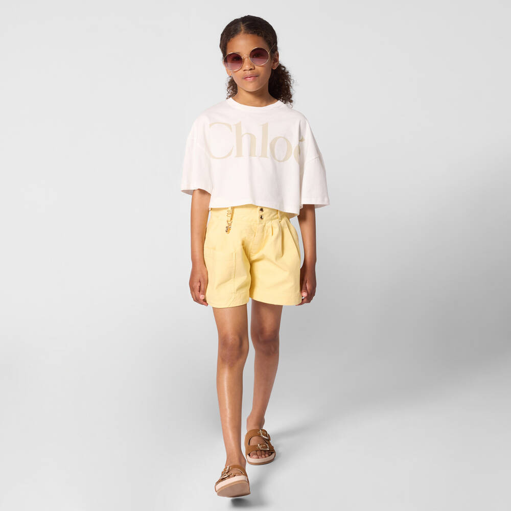 Chloé-Желтые шорты для девочек | Childrensalon Outlet
