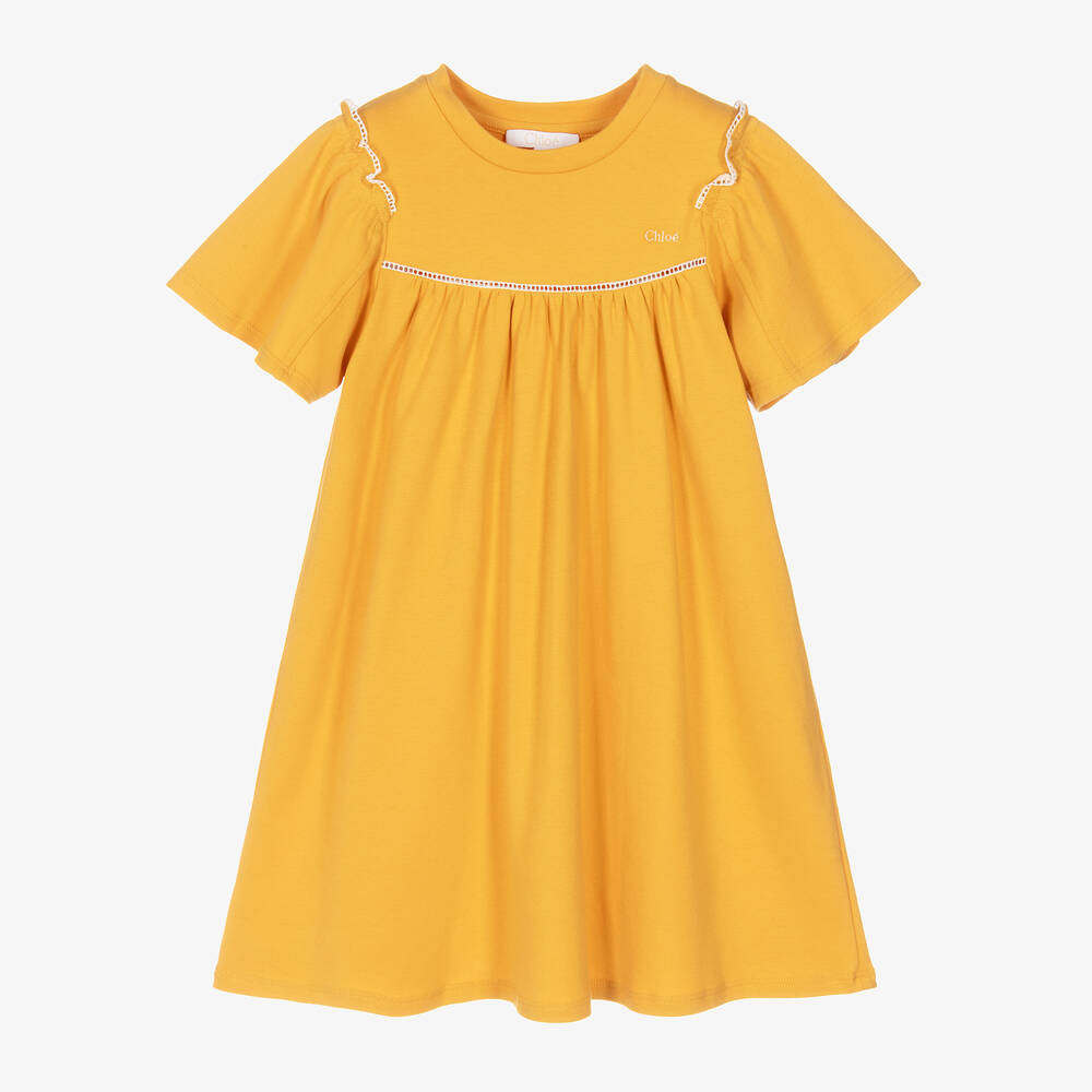 Chloé-Girls Yellow Organic Cotton Dress | Childrensalon Outlet