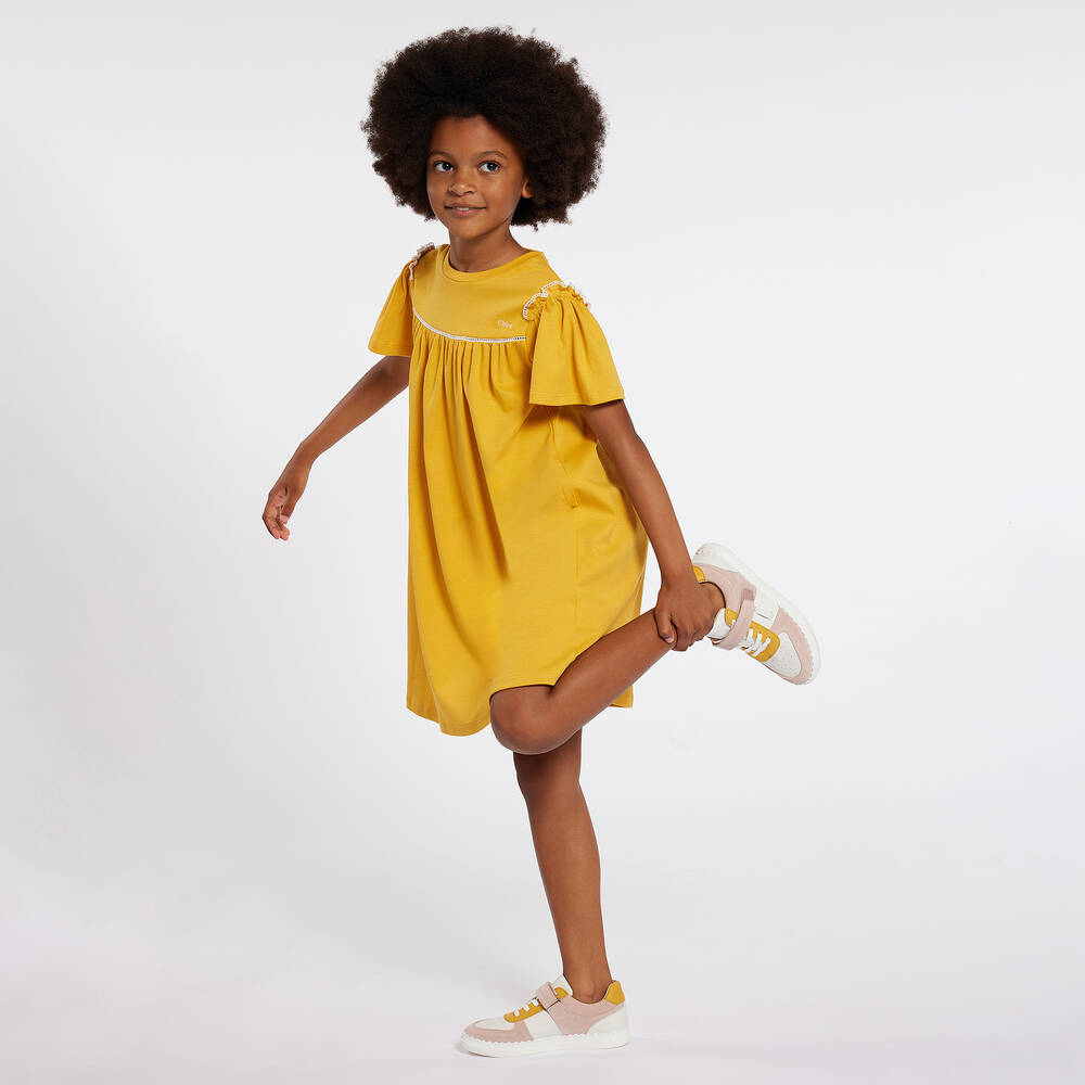 Chloé-Girls Yellow Organic Cotton Dress | Childrensalon Outlet