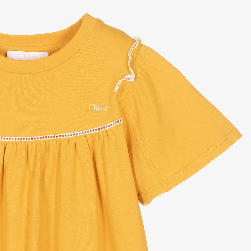 Chloé-Girls Yellow Organic Cotton Dress | Childrensalon Outlet