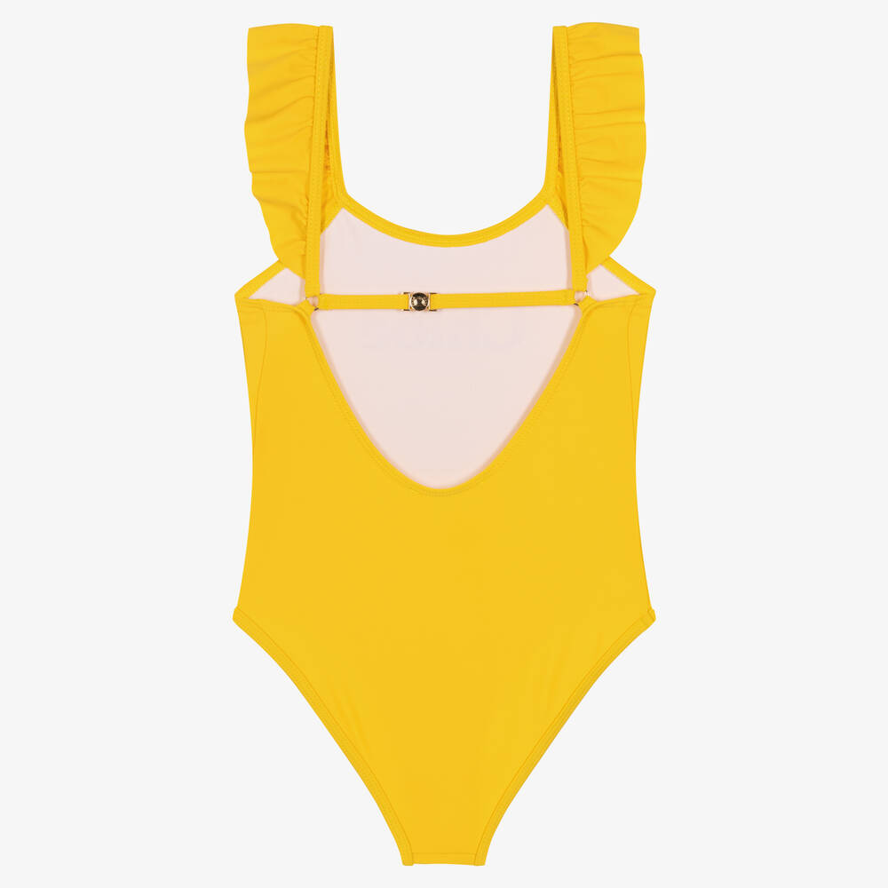 Yellow ruffle swimsuit hot sale