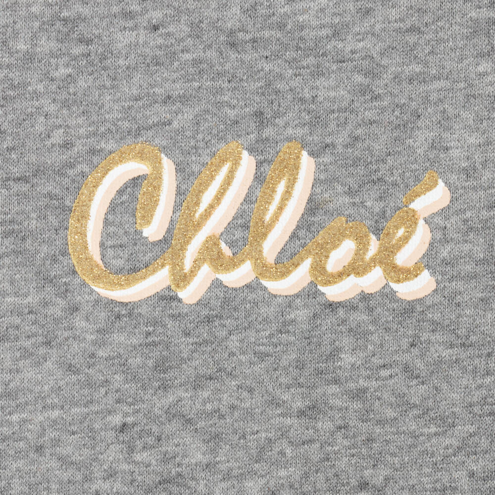 Chloé-فستان أطفال بناتي قطن جيرسي لون رمادي | Childrensalon Outlet