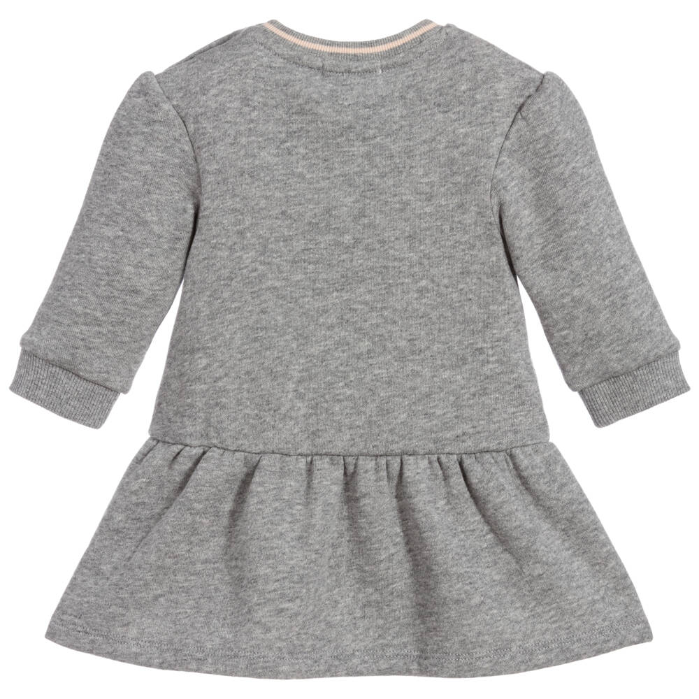 Chloé-فستان أطفال بناتي قطن جيرسي لون رمادي | Childrensalon Outlet