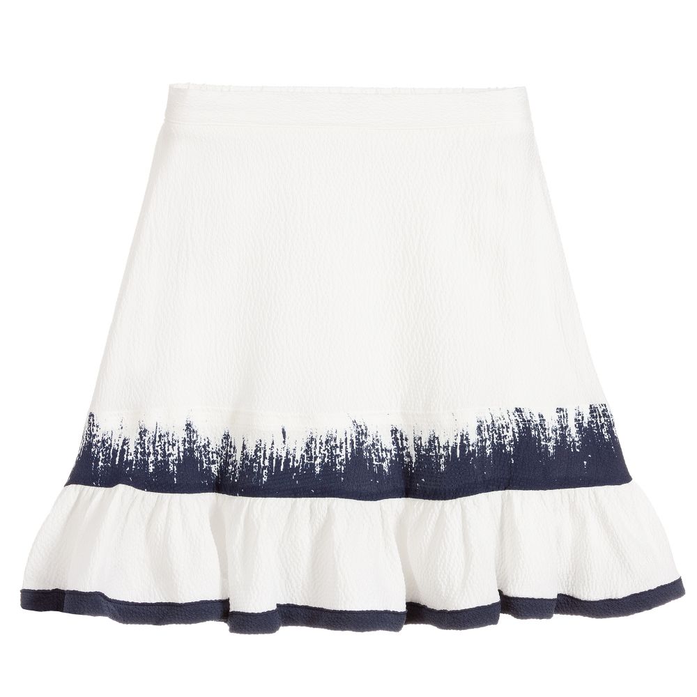 Chloé-Ivory & Blue Silk Skirt | Childrensalon Outlet
