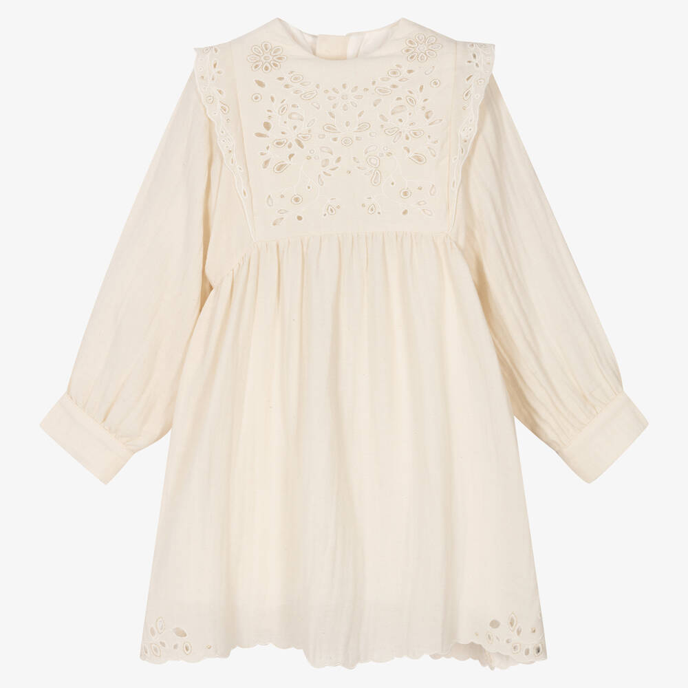 Chloé - Ivory Broderie Ruffle Dress | Childrensalon