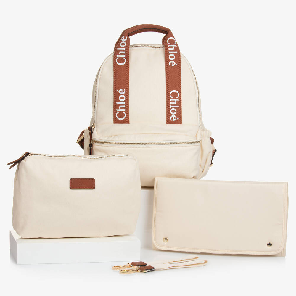 Chloé-Ivory Canvas Changing Backpack (35cm) | Childrensalon Outlet