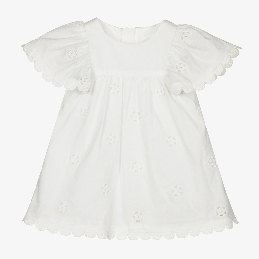 Chloé - Ivory Cotton Baby Dress Set | Childrensalon Outlet