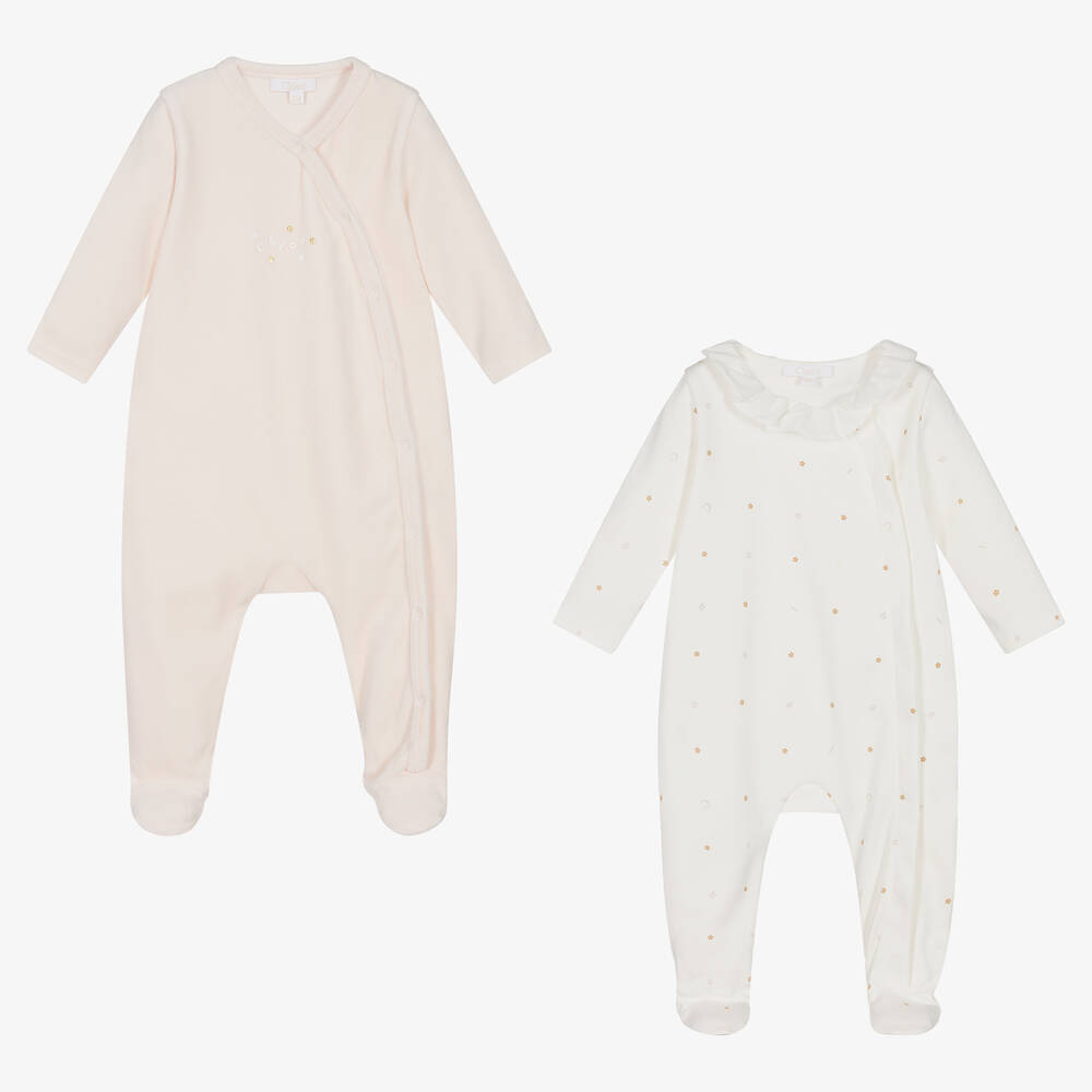 Chloé-Ivory & Pink Cotton Babysuit Gift Set | Childrensalon Outlet